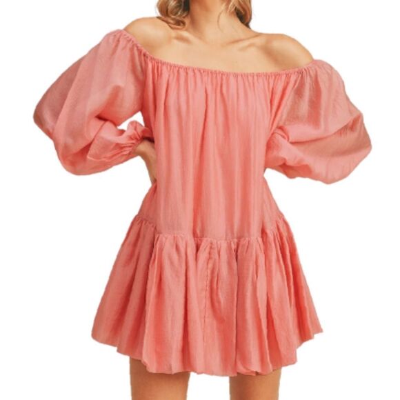 Mable Oaklynn Off the Shoulder Puffy Mini Dress Size Small - Picture 3 of 9